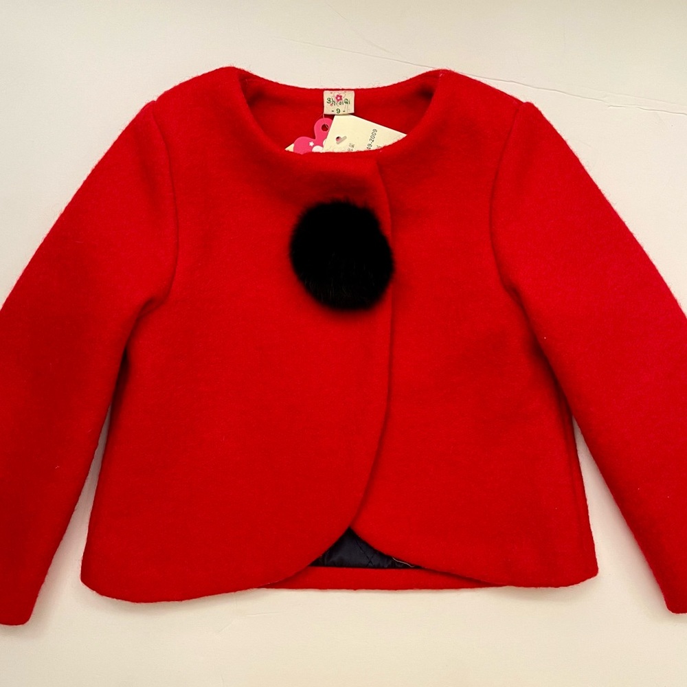 Kids RETRO VINTAGE 60s Pretty red bolero cold winter unique Jacket 1T-2T NWT